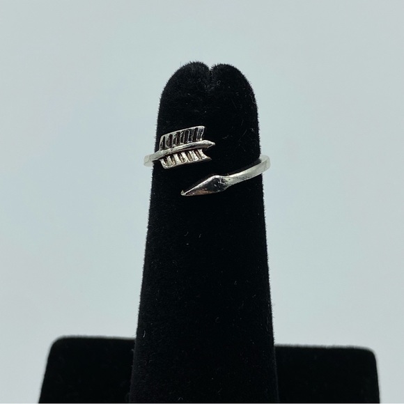 Silver Mini Twisted Arrow Ring - Picture 2 of 7